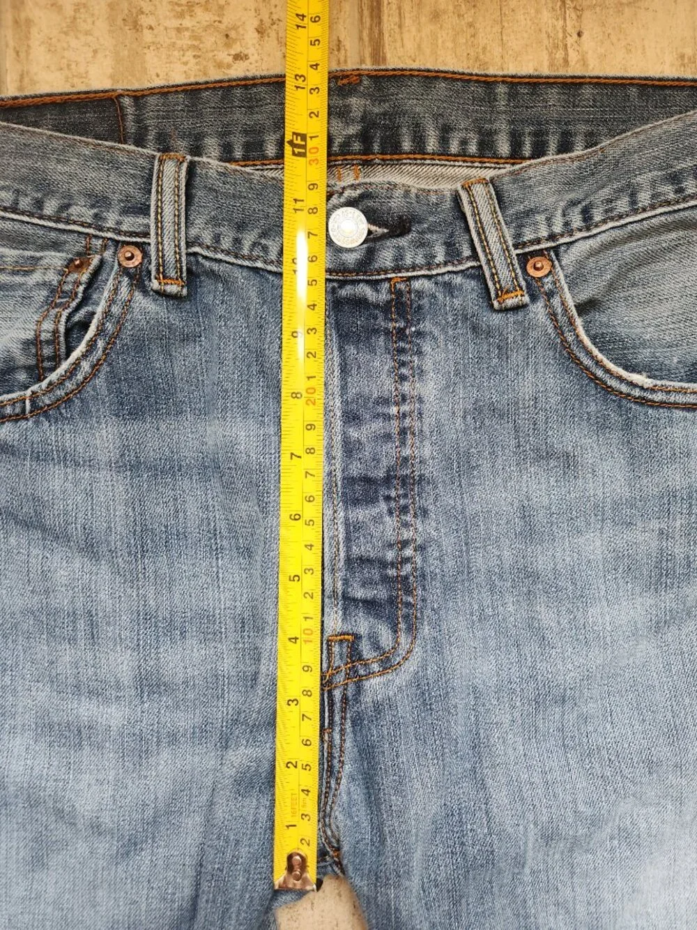 Levi's 501 Original Fit Button Fly Medium Wash Distressed Denim Jeans 33x30